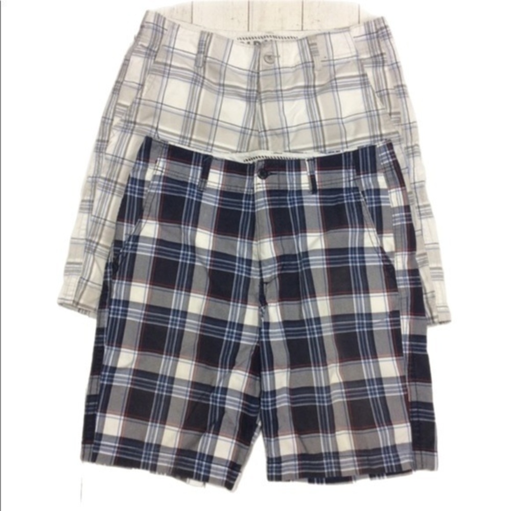 2 Old Navy Men’s 10” Plaid Flat Front Casual Board Shorts package Sz 32